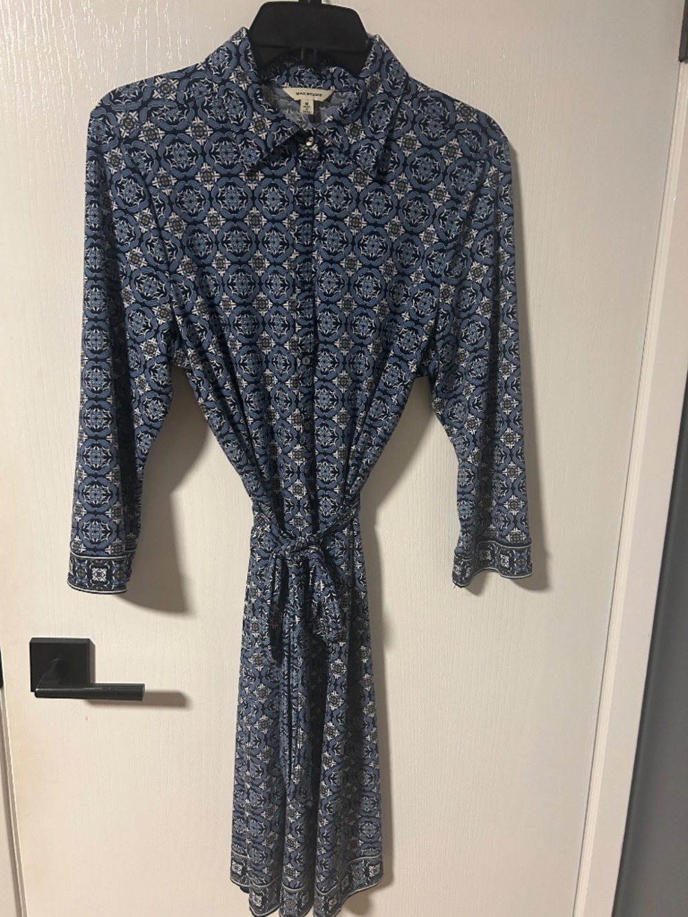 Max Studio Blue Printed Shirt Dress – Size M | Excellent Condition - Picture 9 of 9